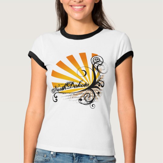 Sunny Floral Graphic North Dakota T-Shirt Ringer