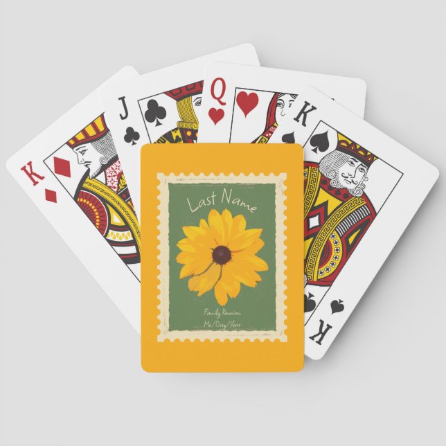 Sunny Flower Rustic Customizable Event  Playing Cards (Back)