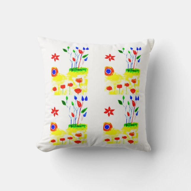Sunny Flowers Bright Day Nature Throw Pillow (Front)
