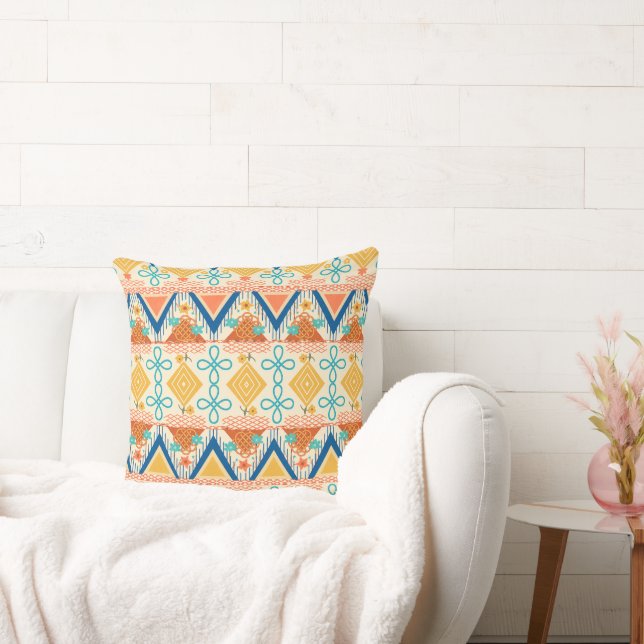 Sunny Folk Art  Throw Pillow (Couch)