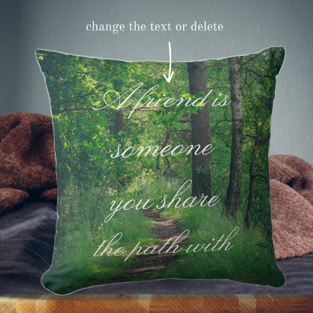 Sunny forest path  throw pillow (Creator Uploaded)
