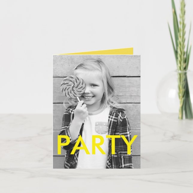Sunny Fun Minimal Modern Kid's Photo Birthday Invitation (Front)