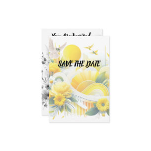 Sunny Fusion: Yellow & Lime Vibrant Designs Save The Date