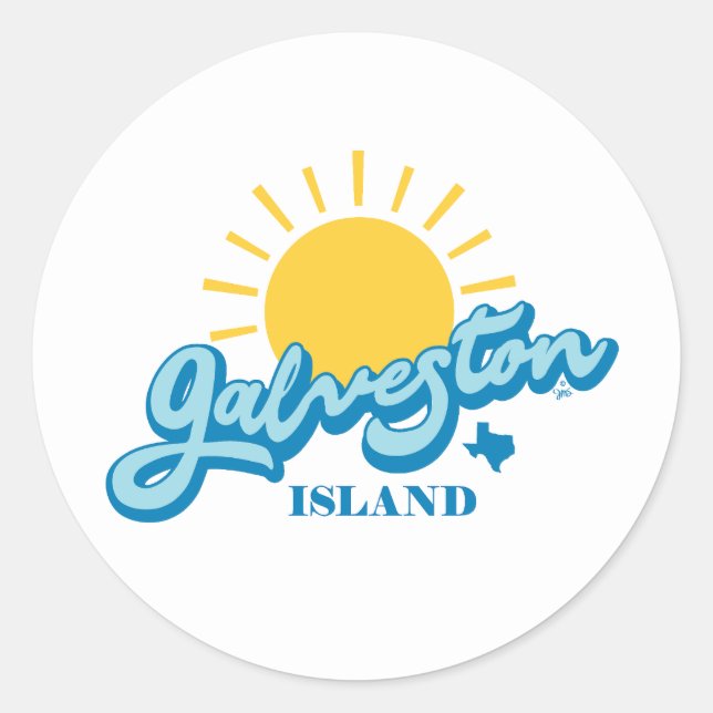 Sunny! Galveston Island Texas Classic Round Sticker (Front)
