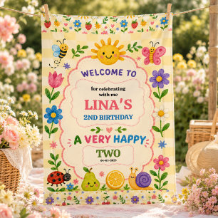 Sunny Garden 2nd Birthday Floral Picnic Party Banner
