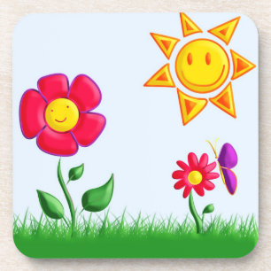 Sunny garden illustration coaster