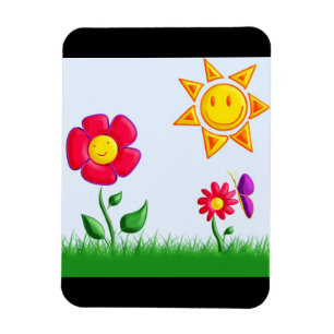 Sunny garden illustration magnet