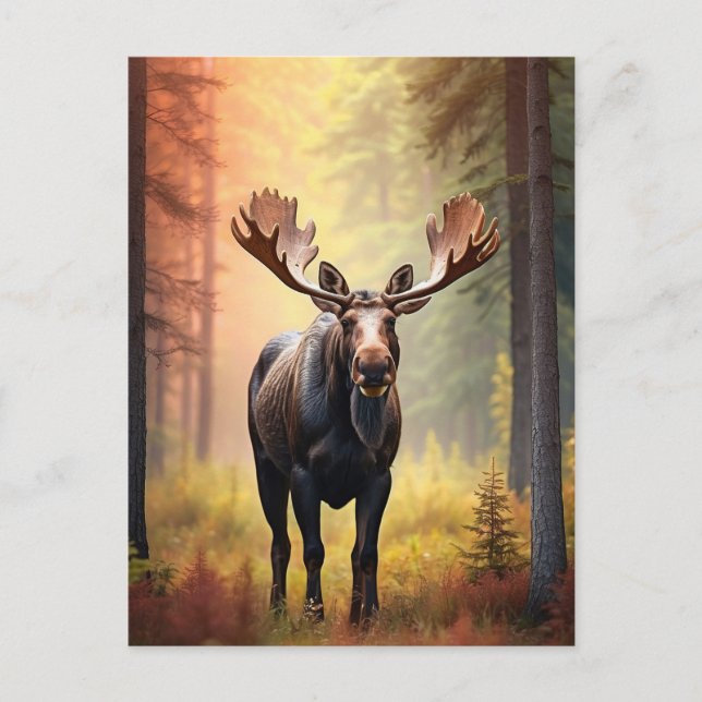 *~* Sunny Golden AP49 MOOSE Nature Forest  Postcard (Front)