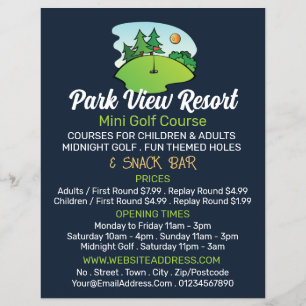 Sunny Golf Course, Mini Golf Course Advertising Flyer