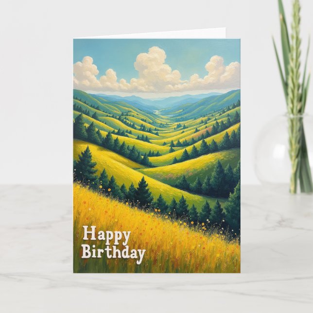 Sunny Hillside Birthday Card (Front)