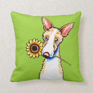 Sunny Ibizan Hound Wirehaired Off-Leash Art™ Throw Pillow