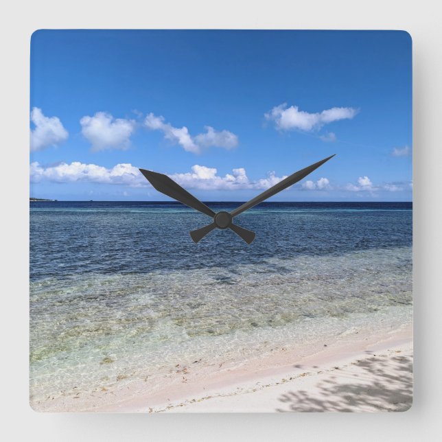 Sunny Indonesian Beach with Ocean View Photo Square Wall Clock (Front)