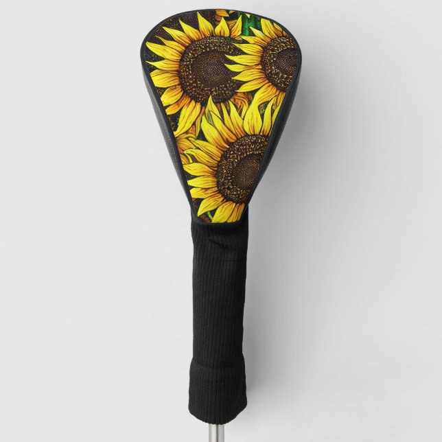 Sunny Large Sunflowers Pattern  Golf Head Cover (Front)