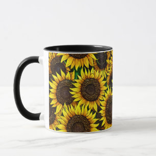 Sunny Large Sunflowers Pattern Mug