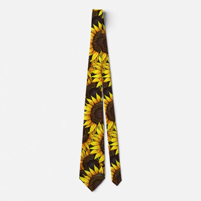 Sunny Large Sunflowers Pattern  Tie (Front)