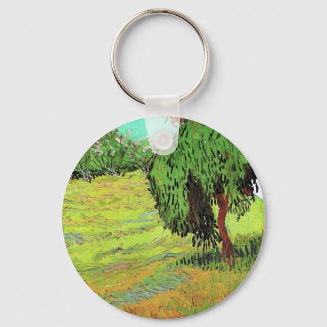 Sunny Lawn in a Public Park by Vincent van Gogh Keychain (Front)