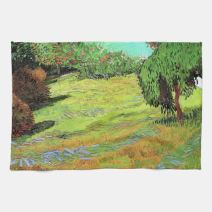 Sunny Lawn in a Public Park by Vincent van Gogh Kitchen Towel