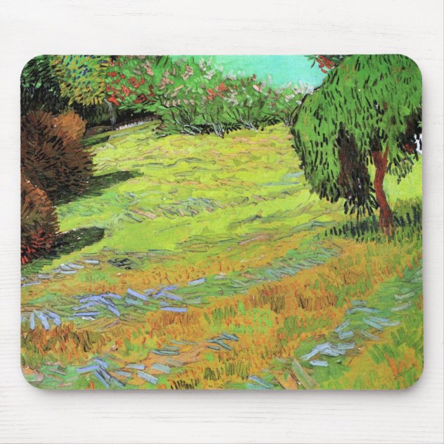Sunny Lawn in a Public Park by Vincent van Gogh Mouse Pad (Front)