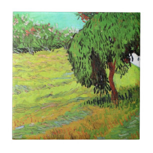 Sunny Lawn in a Public Park by Vincent van Gogh Tile