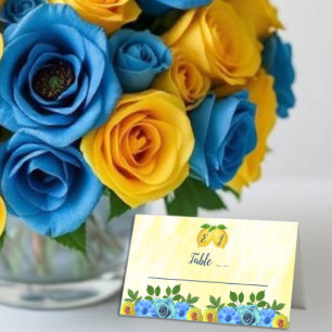Sunny Lemon Floral Wedding Place Card