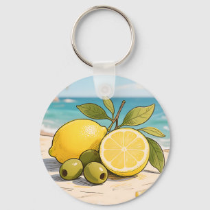 Sunny Lemon Olive Beachside Fresh Keychain