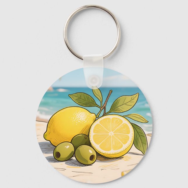 Sunny Lemon Olive Beachside Fresh Keychain (Front)