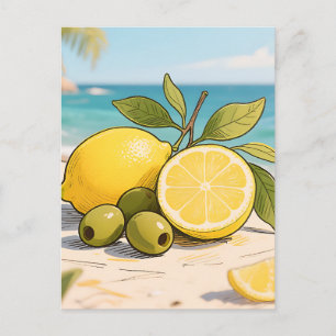 Sunny Lemon Olive Beachside Fresh Postcard