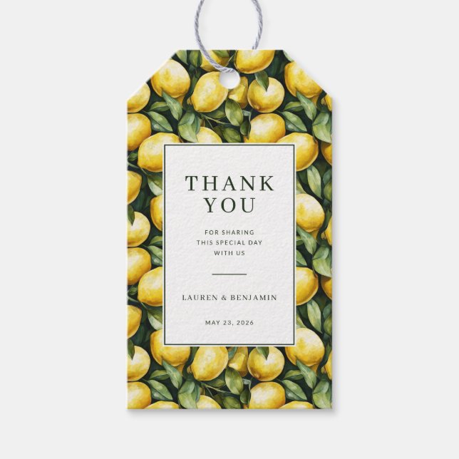 Sunny Lemon Wedding Gift Tags (Front)