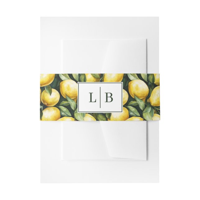 Sunny Lemon Wedding Invitation Belly Band (Front Example)