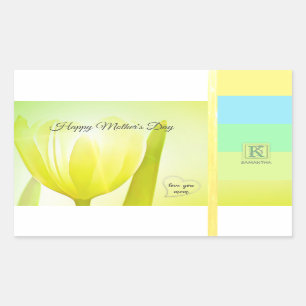 Sunny Lime Pastel Palette Tulip Photo Monogram Sticker