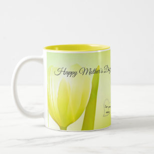 Sunny Lime Pastel Palette Tulip Photo Monogram Two-Tone Coffee Mug