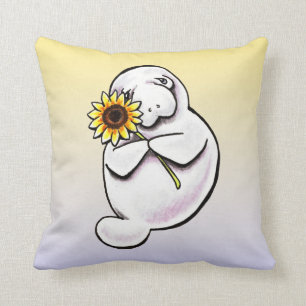 Sunny Manatee Off-Leash Art™ Throw Pillow
