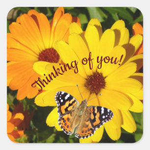 Sunny Marigolds Thinking of You Square Sticker