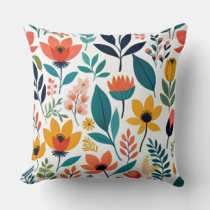 Sunny Meadow Pop Minimalist modern floral Throw Pillow