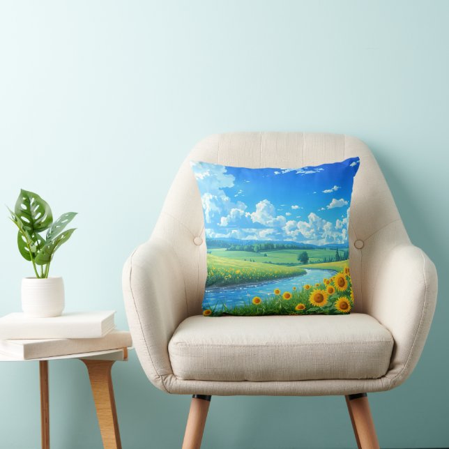 Sunny Meadow Throw Pillow (Chair)