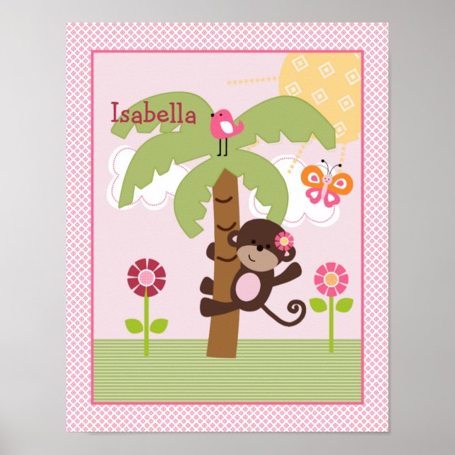 Sunny Monkey in Tree Safari Personalized Poster (Front)
