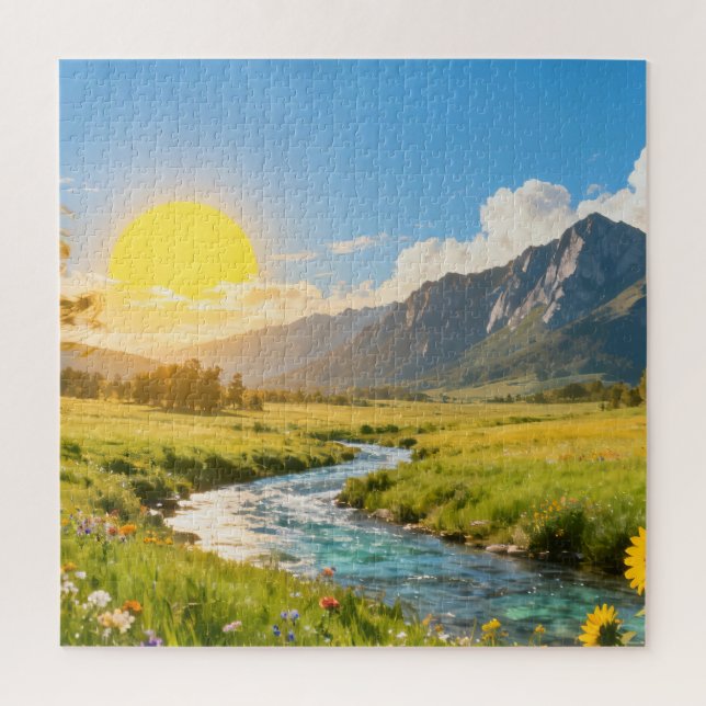 Sunny Mountain Meadow Jigsaw Puzzle (Vertical)