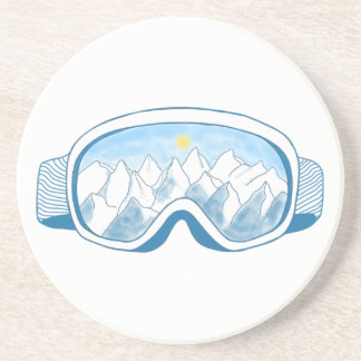Sunny Mountain Ski Goggles Illustration  Coaster