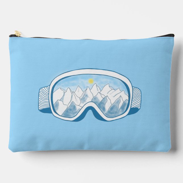 Sunny Mountain Ski Goggles Illustration Custom Accessory Pouch (Front)