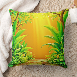 Sunny Nature Path Art Throw Pillow