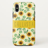 Sunny Neon Pastel Yellow Sunflowers Leaves Pattern