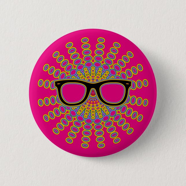 Sunny Nerd Glasses + your backgr. & ideas 2 Inch Round Button (Front)