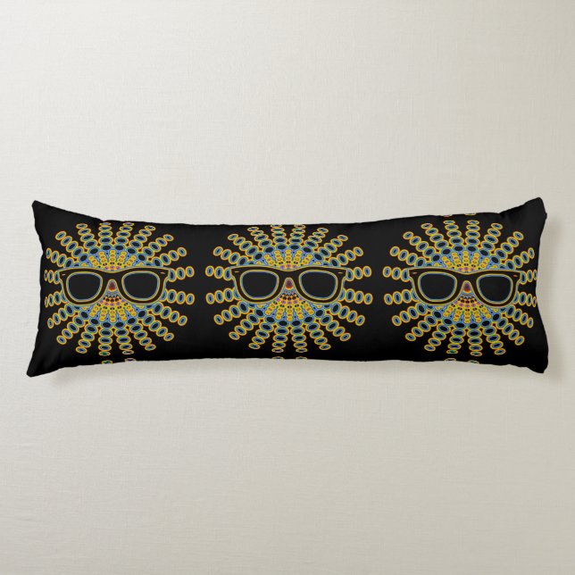 Sunny Nerd Glasses + your backgr. & ideas Body Pillow (Front)