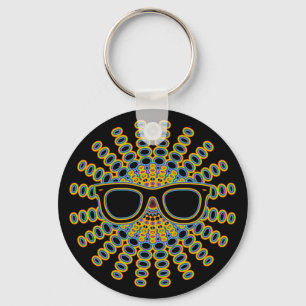 Sunny Nerd Glasses + your backgr. & ideas Keychain