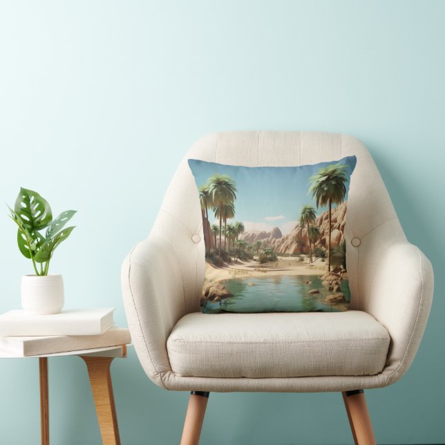 Sunny Oasis Throw Pillow (Chair)