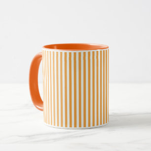 Sunny Orange and White Vertical Stripes Aesthetic Mug