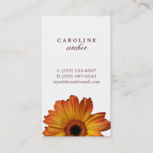 Sunny Orange gerbera daisy flower personal calling Business Card