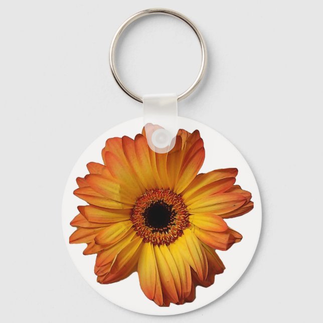 Sunny Orange gerbera flower bloom Keychain (Front)