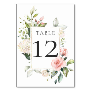 Sunny Peach Pink White Floral Framed Table Card
