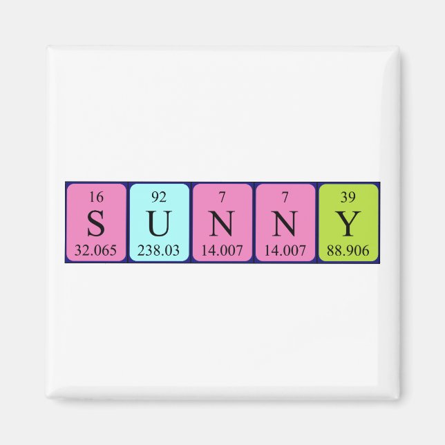 Sunny periodic table name magnet (Front)
